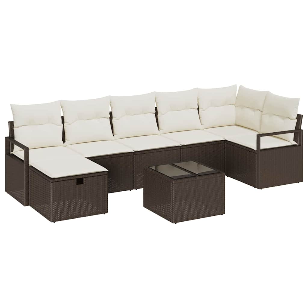 Garten-Sofa-Set 8 pcs Braun und Creme 287 x 122 x 85 cm